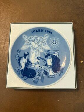 Vintage 70s Porsgrund Norway 1974 Christmas Plate "The Shepherds" Julen
